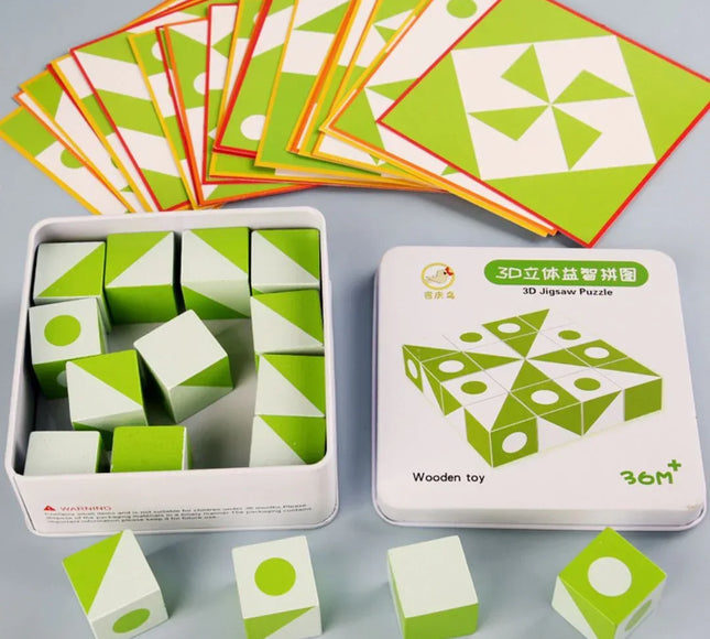 Puzzle geometric 3D cu carduri și cuburi - Bebeboo - Totul pentru copii. Jucării, Hăinuțe, Perne, Mobilier, Textile