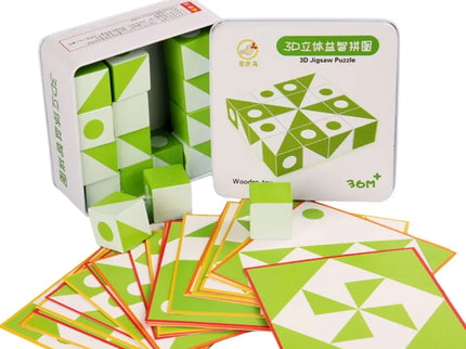 Puzzle geometric 3D cu carduri și cuburi - Bebeboo - Totul pentru copii. Jucării, Hăinuțe, Perne, Mobilier, Textile