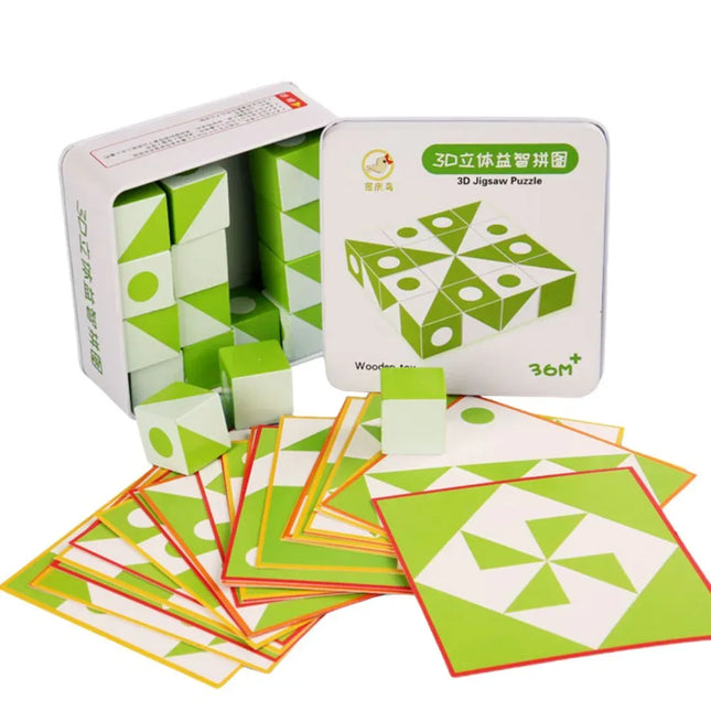 Puzzle geometric 3D cu carduri și cuburi - Bebeboo - Totul pentru copii. Jucării, Hăinuțe, Perne, Mobilier, Textile
