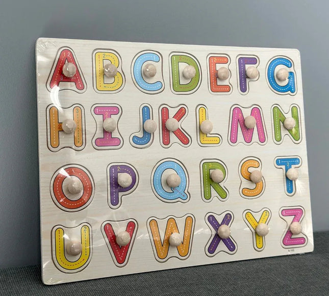 Puzzle incastru din lemn - 26 Litere, 2 ani+ - Bebeboo - Totul pentru copii. Jucării, Hăinuțe, Perne, Mobilier, Textile