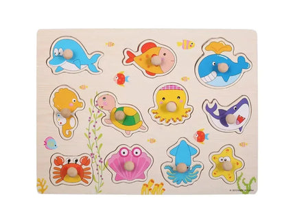 Puzzle incastru din lemn - Animale marine, 2 ani+ - Bebeboo - Totul pentru copii. Jucării, Hăinuțe, Perne, Mobilier, Textile