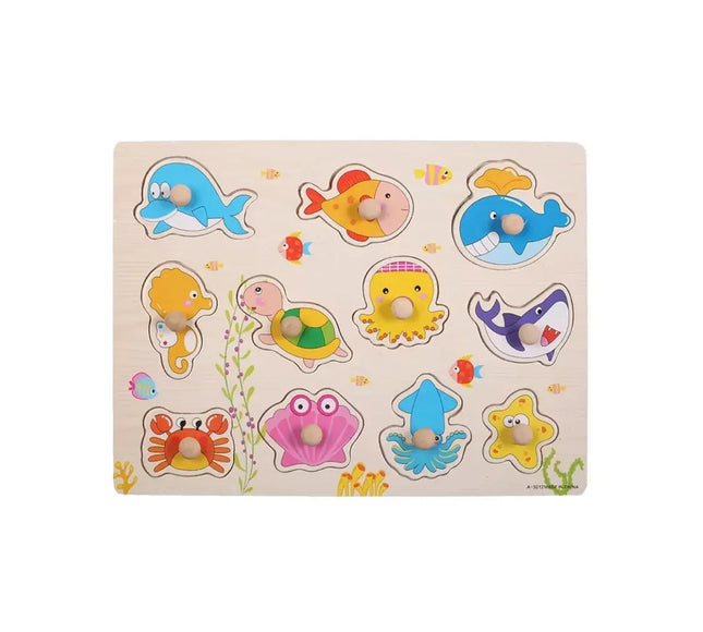 Puzzle incastru din lemn - Animale marine, 2 ani+ - Bebeboo - Totul pentru copii. Jucării, Hăinuțe, Perne, Mobilier, Textile