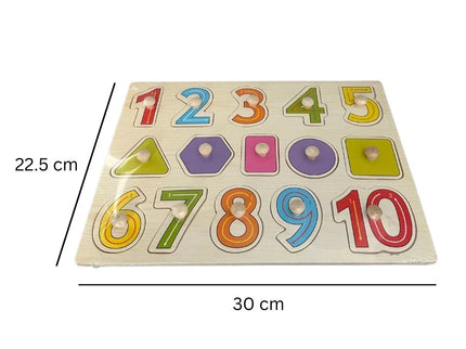 Puzzle incastru din lemn - Cifre și Forme geometrice, 2 ani+ - Bebeboo - Totul pentru copii. Jucării, Hăinuțe, Perne, Mobilier, Textile