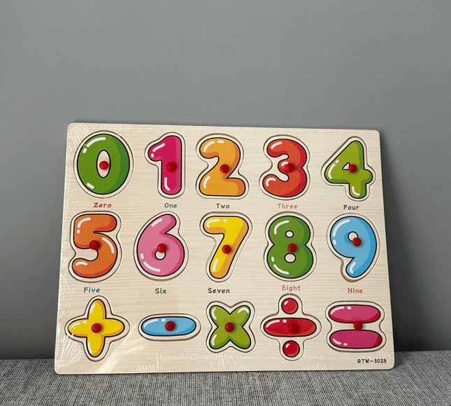 Puzzle incastru din lemn - Numere și operații matematice, 2 ani+ - Bebeboo - Totul pentru copii. Jucării, Hăinuțe, Perne, Mobilier, Textile