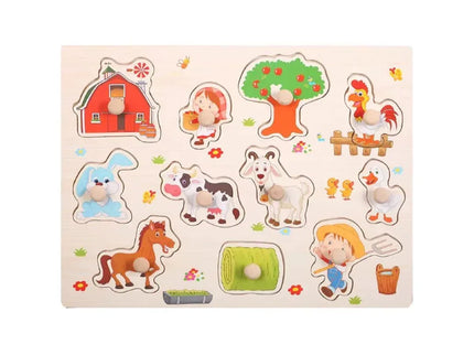 Puzzle incastru din lemn - Ferma și copacul de mere - Bebeboo - Totul pentru copii. Jucării, Hăinuțe, Perne, Mobilier, Textile
