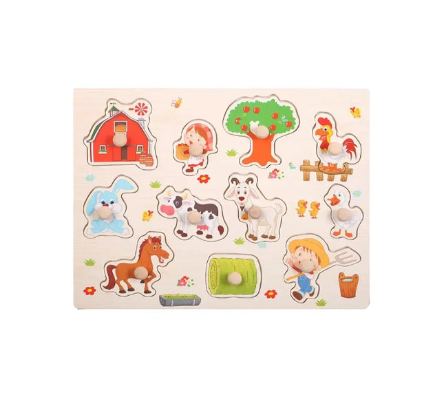 Puzzle incastru din lemn - Ferma și copacul de mere - Bebeboo - Totul pentru copii. Jucării, Hăinuțe, Perne, Mobilier, Textile