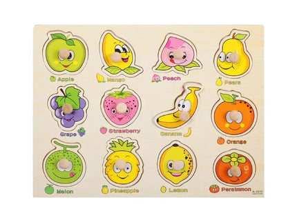 Puzzle incastru din lemn - 12 Fructe - Bebeboo - Totul pentru copii. Jucării, Hăinuțe, Perne, Mobilier, Textile