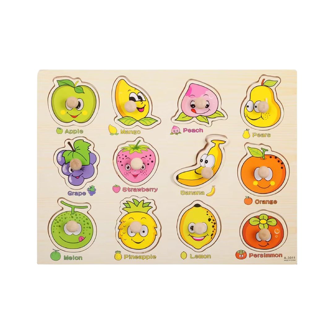 Puzzle incastru din lemn - 12 Fructe