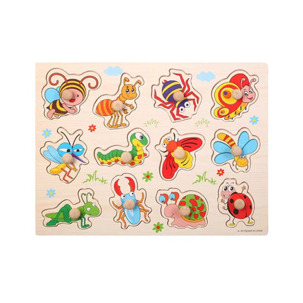 Puzzle incastru din lemn - Insecte