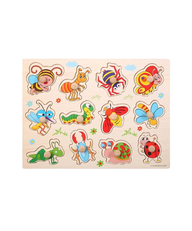 Puzzle incastru din lemn - Insecte