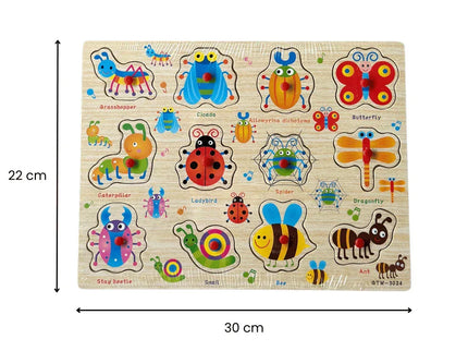 Puzzle incastru din lemn - Lumea insectelor, 2 ani+ - Bebeboo - Totul pentru copii. Jucării, Hăinuțe, Perne, Mobilier, Textile