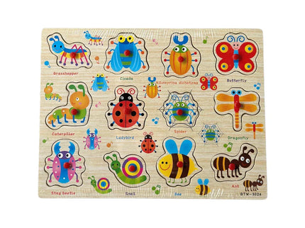Puzzle incastru din lemn - Lumea insectelor, 2 ani+ - Bebeboo - Totul pentru copii. Jucării, Hăinuțe, Perne, Mobilier, Textile