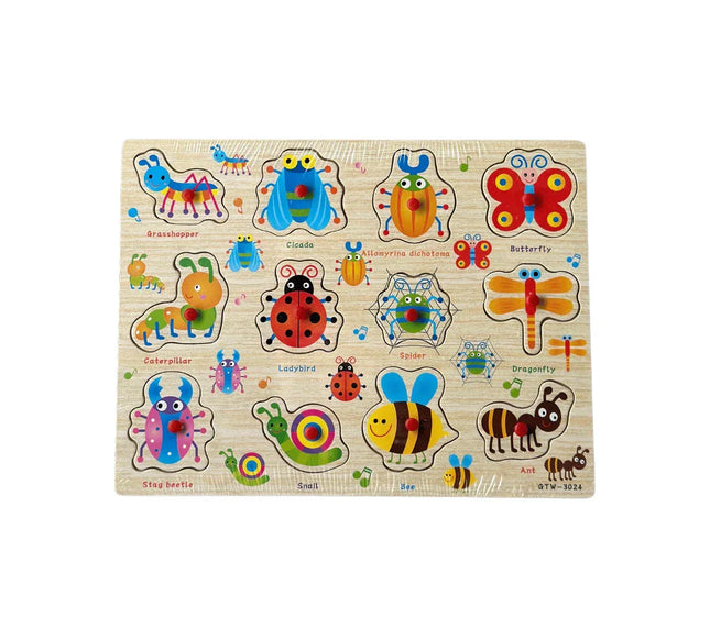 Puzzle incastru din lemn - Lumea insectelor, 2 ani+ - Bebeboo - Totul pentru copii. Jucării, Hăinuțe, Perne, Mobilier, Textile