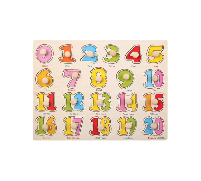 Puzzle incastru din lemn - Numere 0-20 - Bebeboo - Totul pentru copii. Jucării, Hăinuțe, Perne, Mobilier, Textile