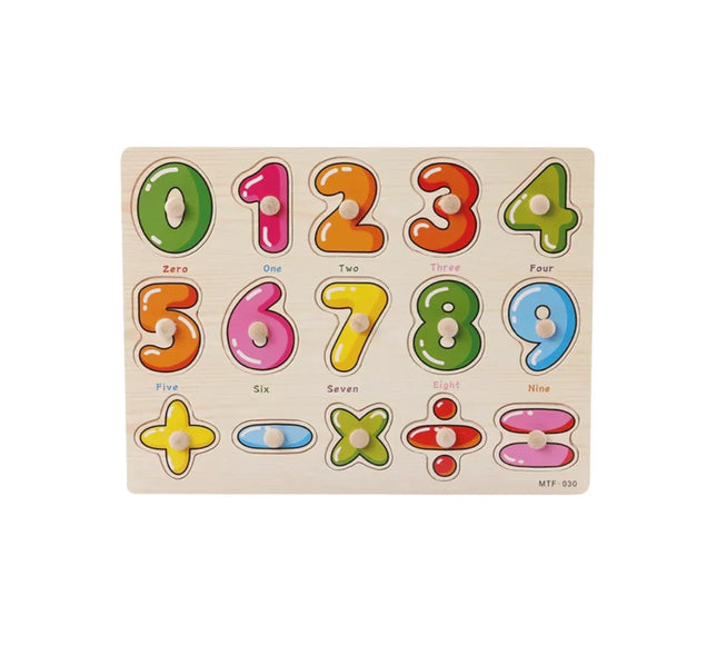Puzzle incastru din lemn - Numere și operații matematice, 2 ani+ - Bebeboo - Totul pentru copii. Jucării, Hăinuțe, Perne, Mobilier, Textile