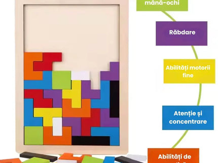 Puzzle Tetris din lemn - Bebeboo - Totul pentru copii. Jucării, Hăinuțe, Perne, Mobilier, Textile