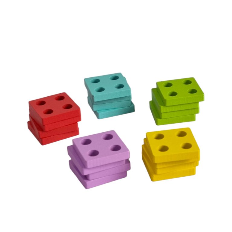 Joc Geometric Tip Tetris din Lemn – 20 Piese Colorate