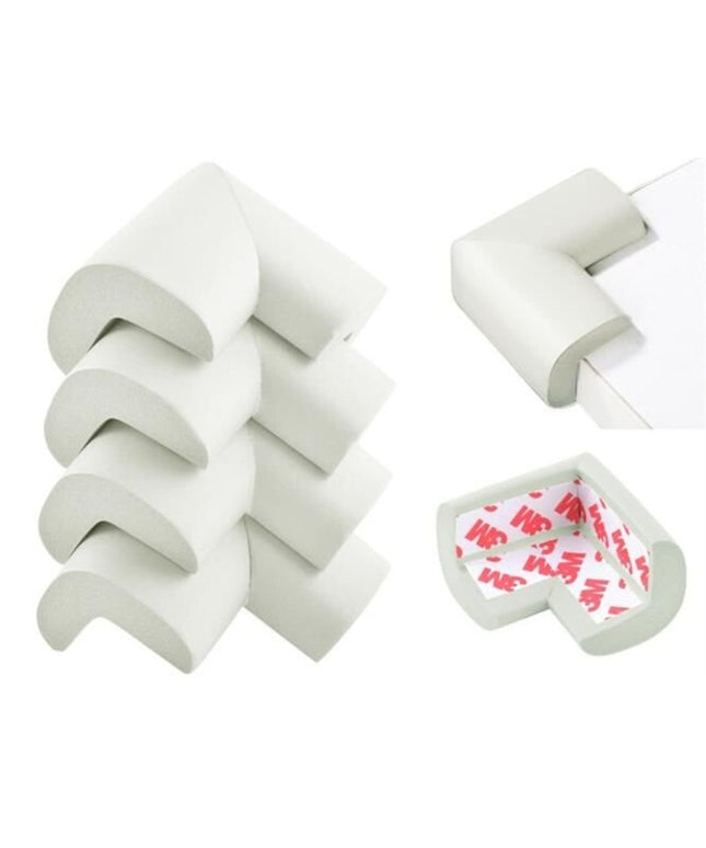 Set 4 Protecții pentru Colțuri - Spumă Moale, Alb, 5.5 x 5.5 x 3 cm