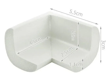Set 4 Protecții pentru Colțuri - Spumă Moale, Alb, 5.5 x 5.5 x 3 cm - Bebeboo - Totul pentru copii. Jucării, Hăinuțe, Perne, Mobilier, Textile