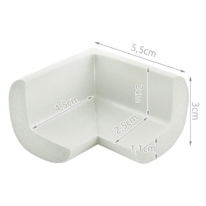 Set 4 Protecții pentru Colțuri - Spumă Moale, Alb, 5.5 x 5.5 x 3 cm