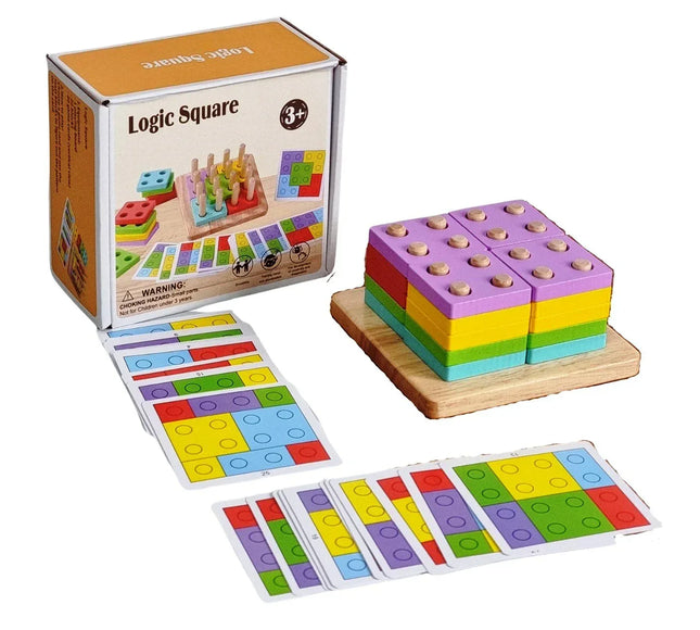 Joc Geometric Tip Tetris din Lemn – 20 Piese Colorate - Bebeboo - Totul pentru copii. Jucării, Hăinuțe, Perne, Mobilier, Textile