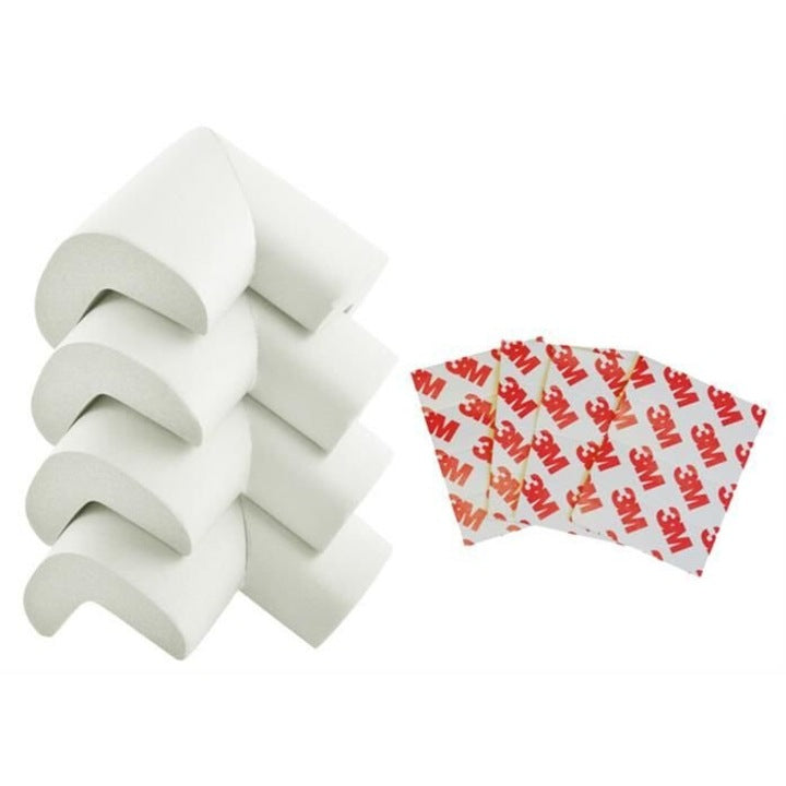 Set 4 Protecții pentru Colțuri - Spumă Moale, Alb, 5.5 x 5.5 x 3 cm