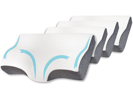 Set 4X perne cu suport pentru gat din spuma cu memorie Suporto®️ Aura, 60 x 34 x 11/7 cm cu perforatii