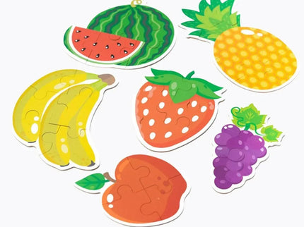 Set din 6 puzzle: , Fructe și Dinozauri - Bebeboo - Totul pentru copii. Jucării, Hăinuțe, Perne, Mobilier, Textile