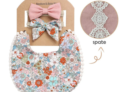 Set baveta eleganta reversibila si 2 bentite – Garden Flower, 0 luni+, bumbac