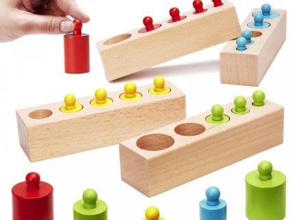 Set Cilindri Montessori din lemn, 2 ani+ - Bebeboo - Totul pentru copii. Jucării, Hăinuțe, Perne, Mobilier, Textile