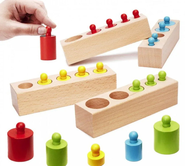 Set Cilindri Montessori din lemn, 2 ani+ - Bebeboo - Totul pentru copii. Jucării, Hăinuțe, Perne, Mobilier, Textile