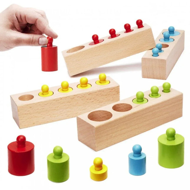 Set Cilindri Montessori din lemn, 2 ani+ - Bebeboo - Totul pentru copii. Jucării, Hăinuțe, Perne, Mobilier, Textile