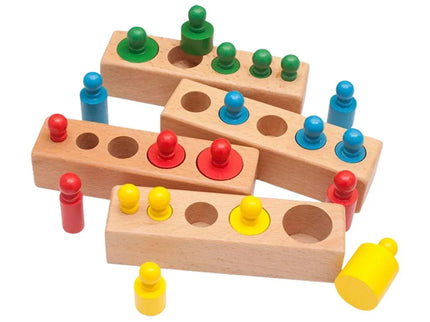 Set Cilindri Montessori din lemn, 2 ani+ - Bebeboo - Totul pentru copii. Jucării, Hăinuțe, Perne, Mobilier, Textile