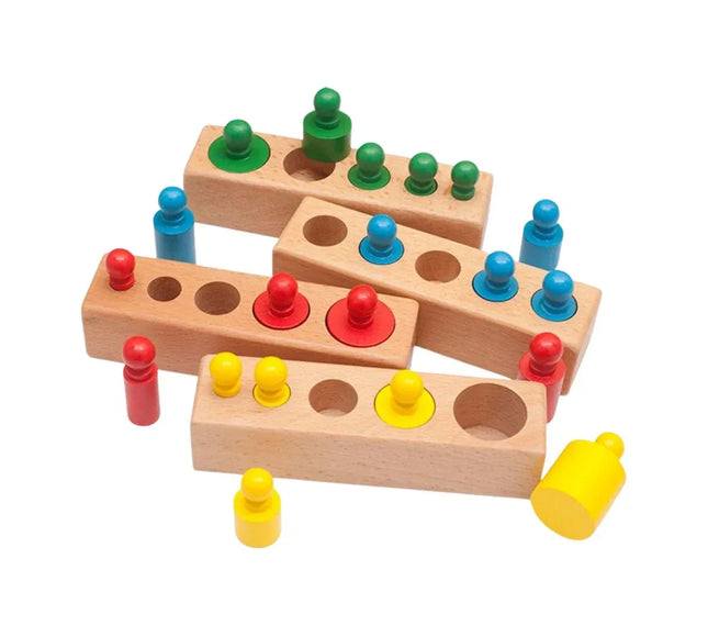 Set Cilindri Montessori din lemn, 2 ani+ - Bebeboo - Totul pentru copii. Jucării, Hăinuțe, Perne, Mobilier, Textile