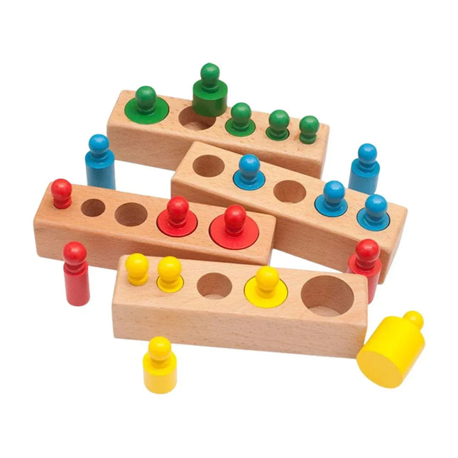 Set Cilindri Montessori din lemn, 2 ani+ - Bebeboo - Totul pentru copii. Jucării, Hăinuțe, Perne, Mobilier, Textile