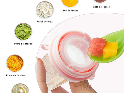 Set de hranire pentru bebelusi 6 in 1, 6 luni+, diverse culori, silicon, 21x5cm