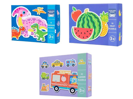 Set din 6 puzzle: , Fructe și Dinozauri - Bebeboo - Totul pentru copii. Jucării, Hăinuțe, Perne, Mobilier, Textile