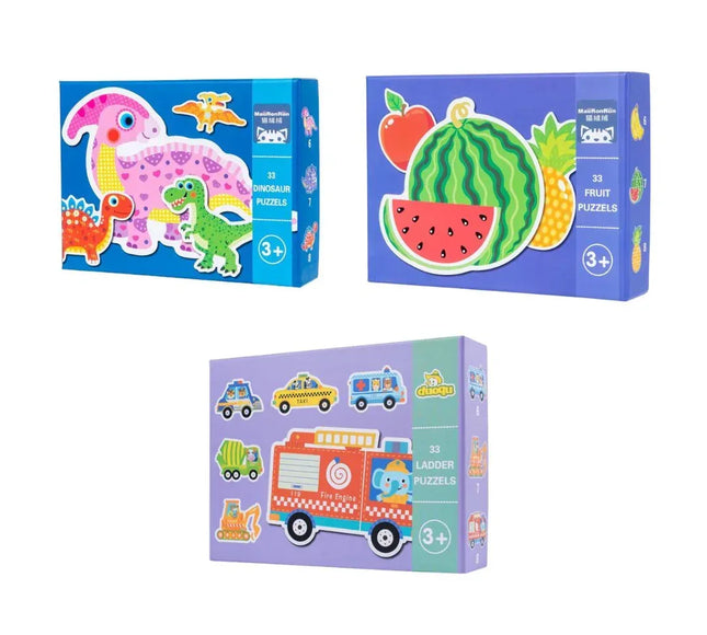 Set din 6 puzzle: , Fructe și Dinozauri - Bebeboo - Totul pentru copii. Jucării, Hăinuțe, Perne, Mobilier, Textile