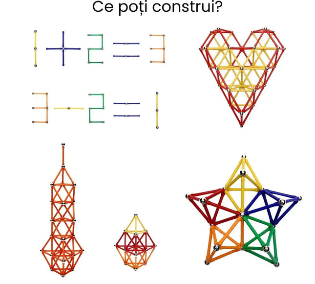 Set Magnetic 3D STEM, cu 230 piese de construit - Bebeboo - Totul pentru copii. Jucării, Hăinuțe, Perne, Mobilier, Textile