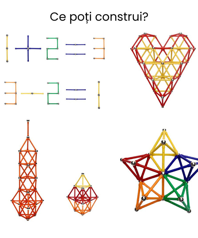 Set Magnetic 3D STEM, cu 230 piese de construit