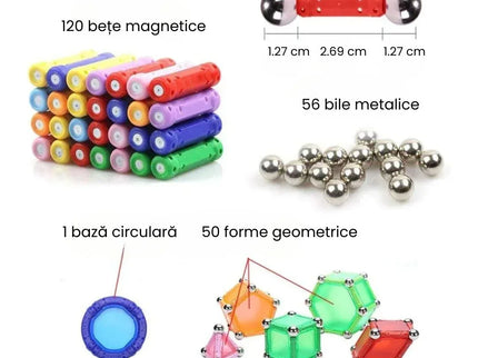 Set Magnetic 3D STEM, cu 230 piese de construit - Bebeboo - Totul pentru copii. Jucării, Hăinuțe, Perne, Mobilier, Textile