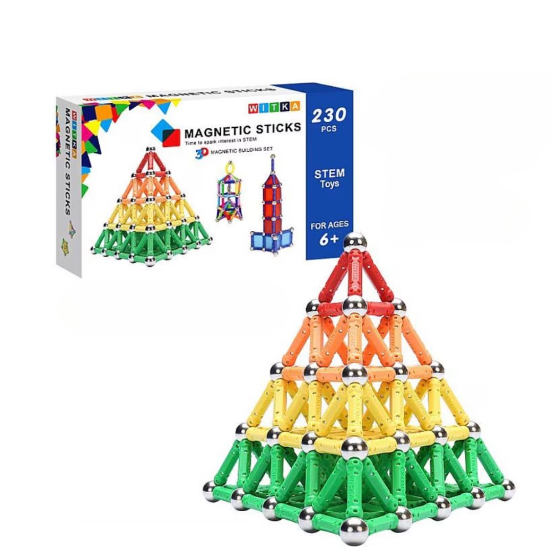 Set Magnetic 3D STEM, cu 230 piese de construit