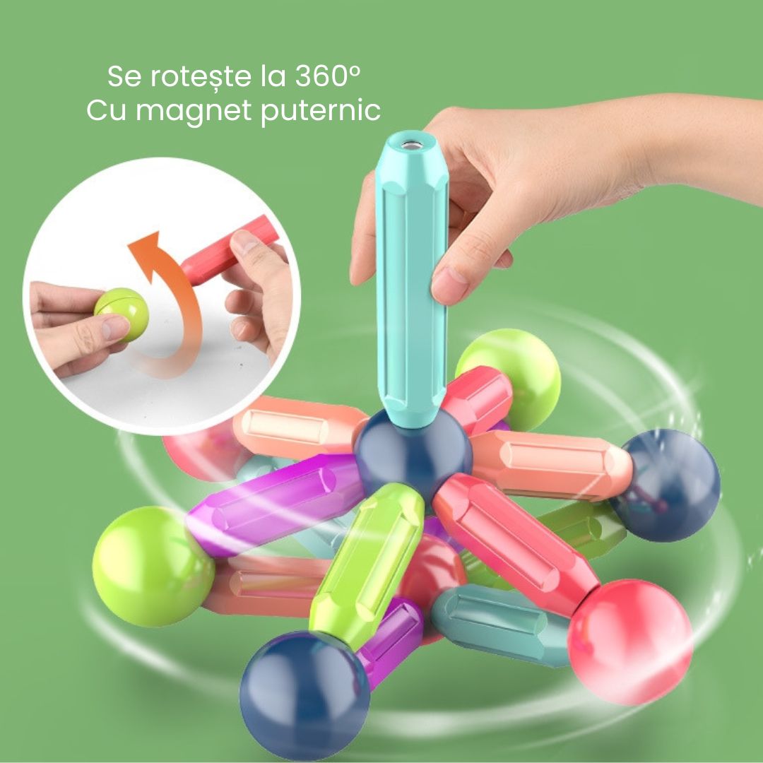 Set magnetic de construcție, cu 42 de piese colorate