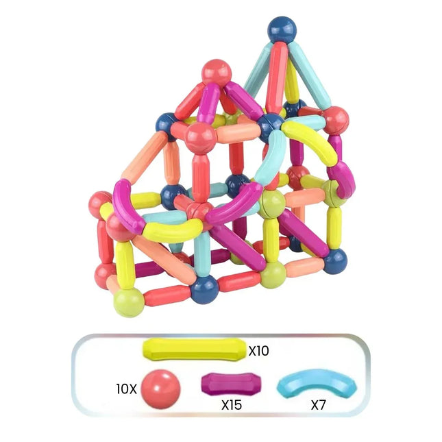 Set magnetic de construcție, cu 42 de piese colorate - Bebeboo - Totul pentru copii. Jucării, Hăinuțe, Perne, Mobilier, Textile