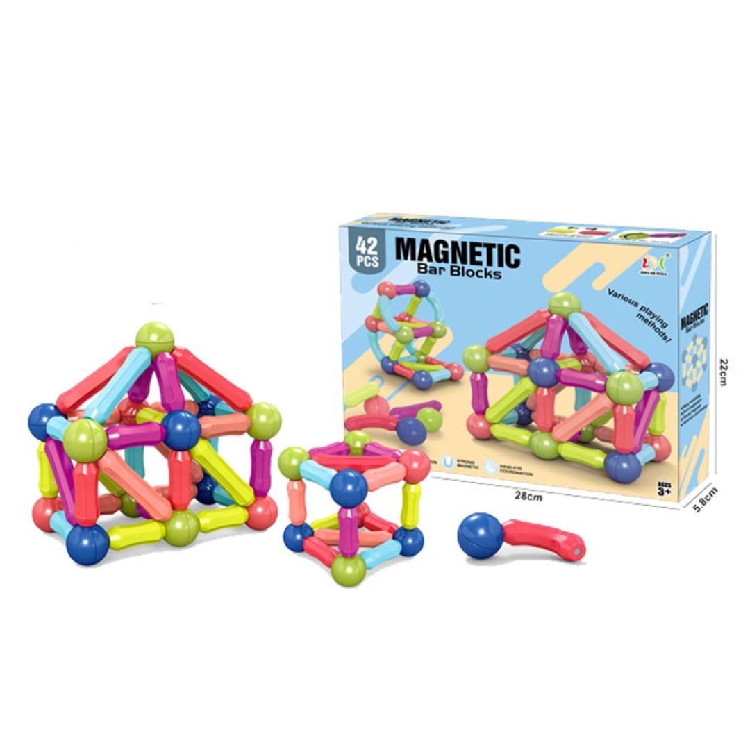 Set magnetic de construcție, cu 42 de piese colorate