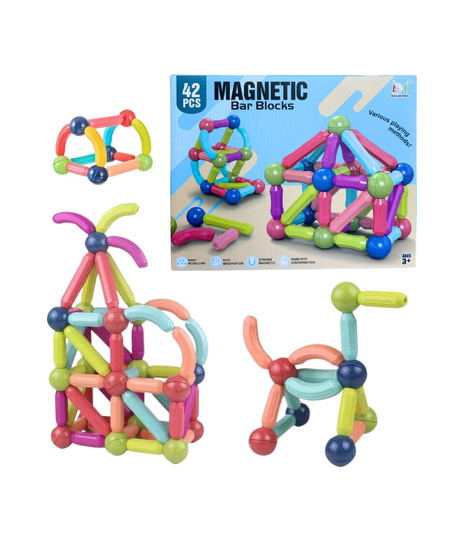 Set magnetic de construcție, cu 42 de piese colorate