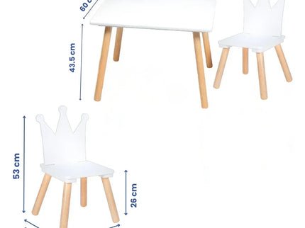 Set Masa si 2 Scaune Suporto pentru Copii din Lemn MDF, Model Print si Printesa, Scaun in Forma de Coronita, Varsta 3-6 Ani, cu Margini Rotunjite, Alb - Bebeboo - Totul pentru copii. Jucării, Hăinuțe, Perne, Mobilier, Textile