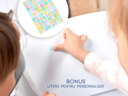 Set Masuta cu 2 Scaune pentru copii, cu Rafturi pentru Carti, Suporto, din MDF, Sertare Depozitare, Organizator Jucarii, Tabla de Scris, Desenat, Studiat. Alb cu Maro, 3-6 ani - Bebeboo - Totul pentru copii. Jucării, Hăinuțe, Perne, Mobilier, Textile