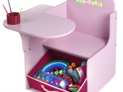 Set Masuta Cu Scaun Incorporat pentru Copii, 3 In 1, Din Lemn Mdf, Varsta 3-6 ani Roz - Bebeboo - Totul pentru copii. Jucării, Hăinuțe, Perne, Mobilier, Textile