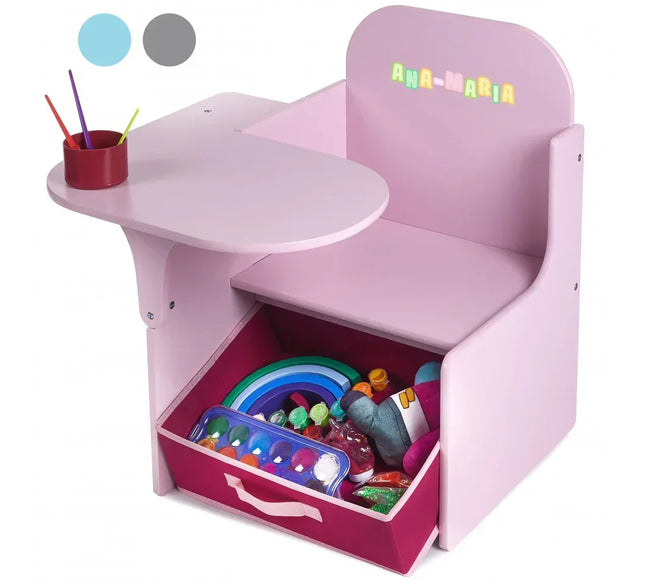 Set Masuta Cu Scaun Incorporat pentru Copii, 3 In 1, Din Lemn Mdf, Varsta 3-6 ani Roz - Bebeboo - Totul pentru copii. Jucării, Hăinuțe, Perne, Mobilier, Textile